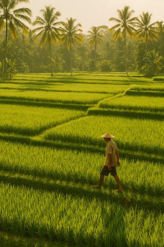 Bali's Golden Rice Terraces at Dusk