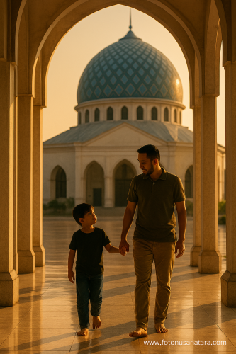 Father and Son in Golden Light