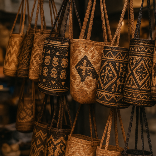 Handcrafted Woven Bags at Market