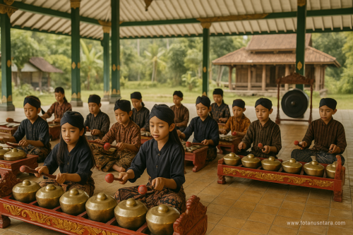 Anak-anak-Bermain-Gamelan-di-Paviliun