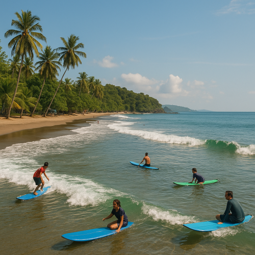 Batu-Karas-Beach-Surfers-in-Action