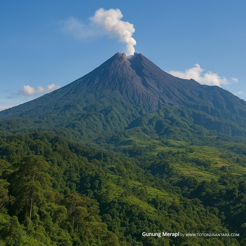 Gunung-Merapi -Smoke-and-Green-Hills