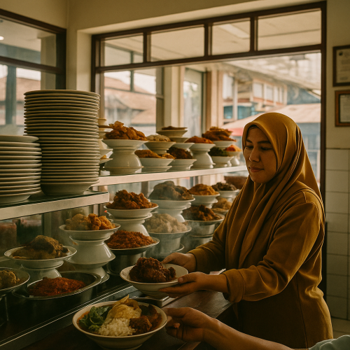 Serving-Rendang-at-Padang-Restaurant